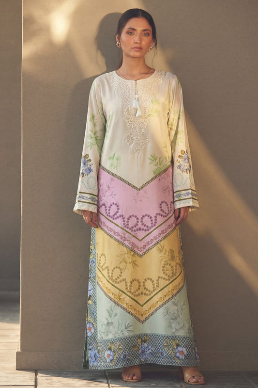 Multi Embroidered Poly Silk Kaftan Online in Dubai UAE Abudhabi Ajman Sharjah