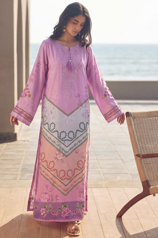 Multi Embroidered Poly Silk Kaftan Top Online in Dubai UAE Abudhabi Ajman Sharjah