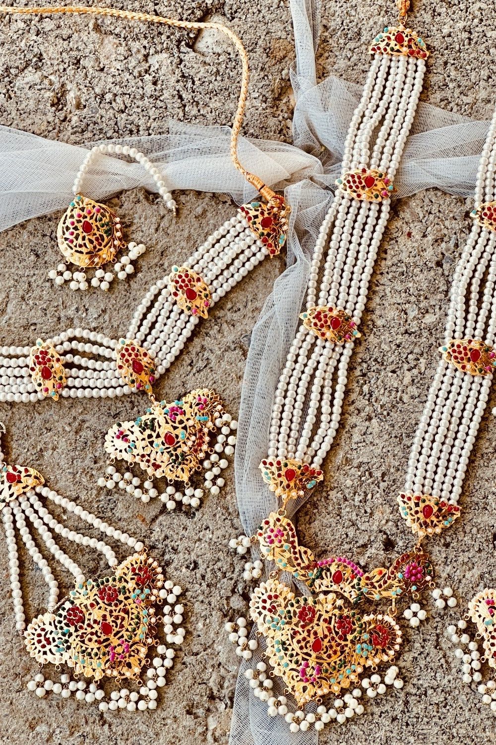 Multi Gold Plated Bridal Necklace Set Online in Dubai UAE Abudhabi Ajman Sharjah