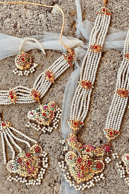 Multi Gold Plated Bridal Necklace Set Online in Dubai UAE Abudhabi Ajman Sharjah