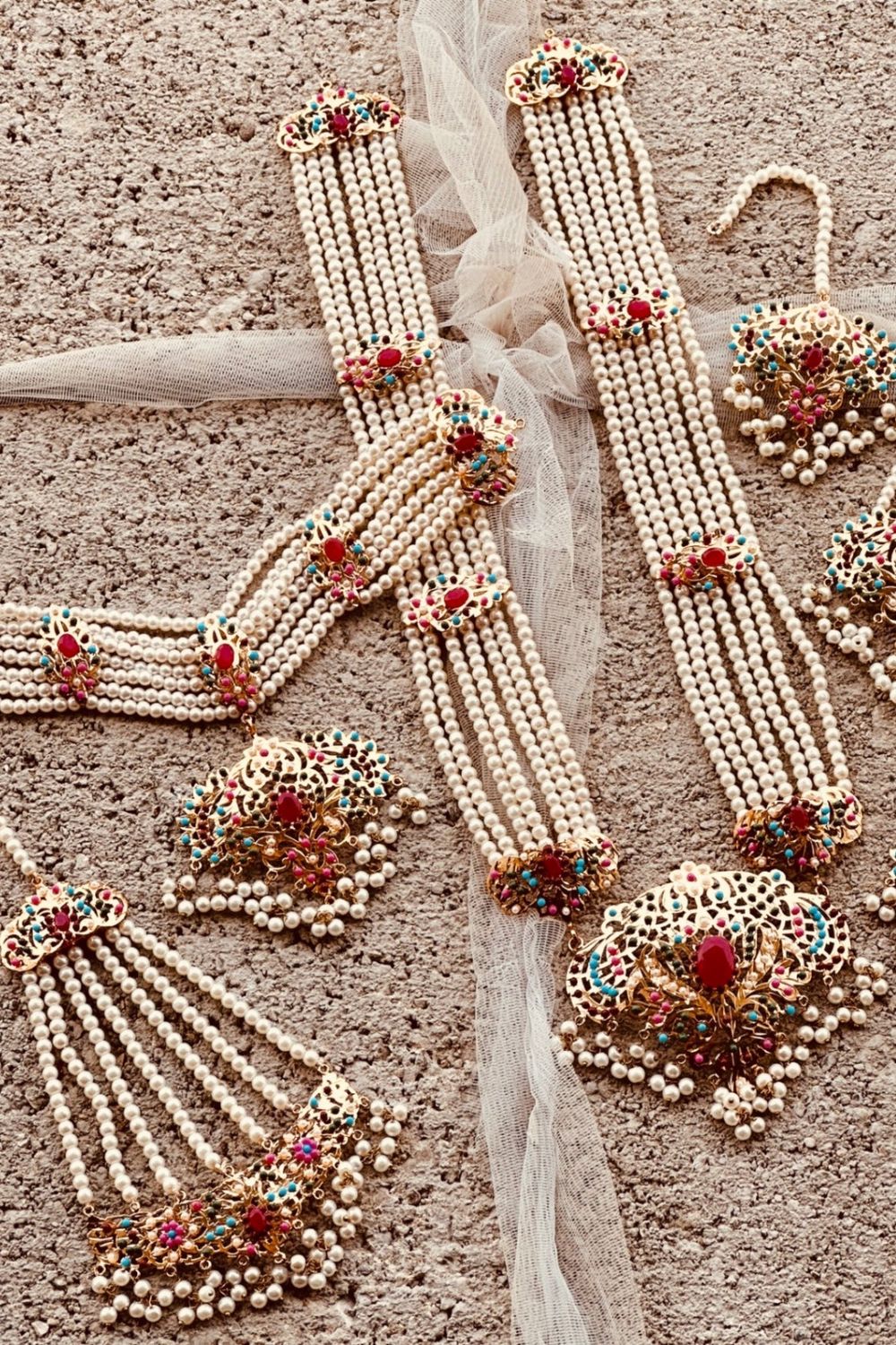 Multi Gold Plated Hyderabadi Bridal Jewellery Set Online in Dubai UAE Abudhabi Ajman Sharjah