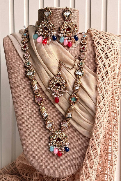 Multi Gold Plated Turkish Malaa Jewellery Set Online in Dubai UAE Abudhabi Ajman Sharjah