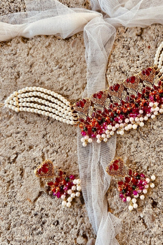 Multi Naulakha Choker Jewellery Set Online in Dubai UAE Abudhabi Ajman Sharjah