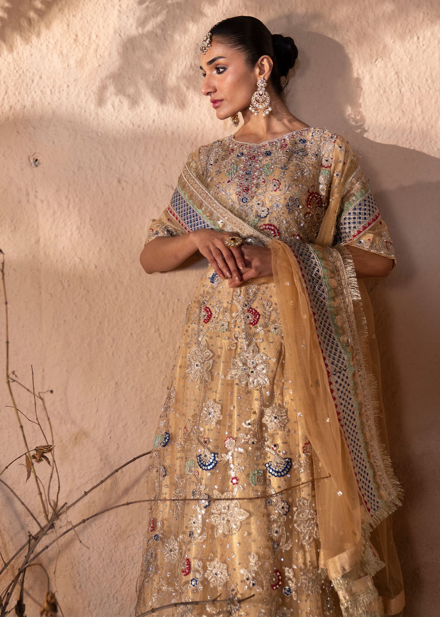 Multi Net Partywear Salwar Kameez Online in Dubai UAE Abudhabi Ajman Sharjah