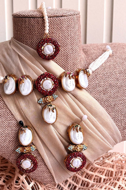 Multi Pearl Choker Necklace Set Online in Dubai UAE Abudhabi Ajman Sharjah