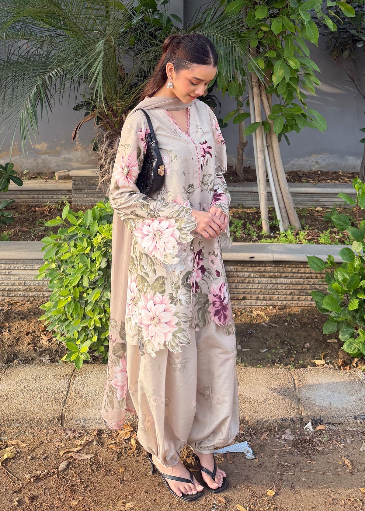 Multi Printed Raw Silk Pakistani Designer Suit Online in Dubai DXB UAE Abudhabi Meena Bazaar