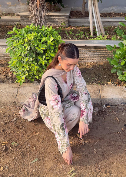 Multi Printed Raw Silk Pakistani Salwar Kameez Online in KSA Riyadh Saudi Arabia Oman Bahrain Qatar