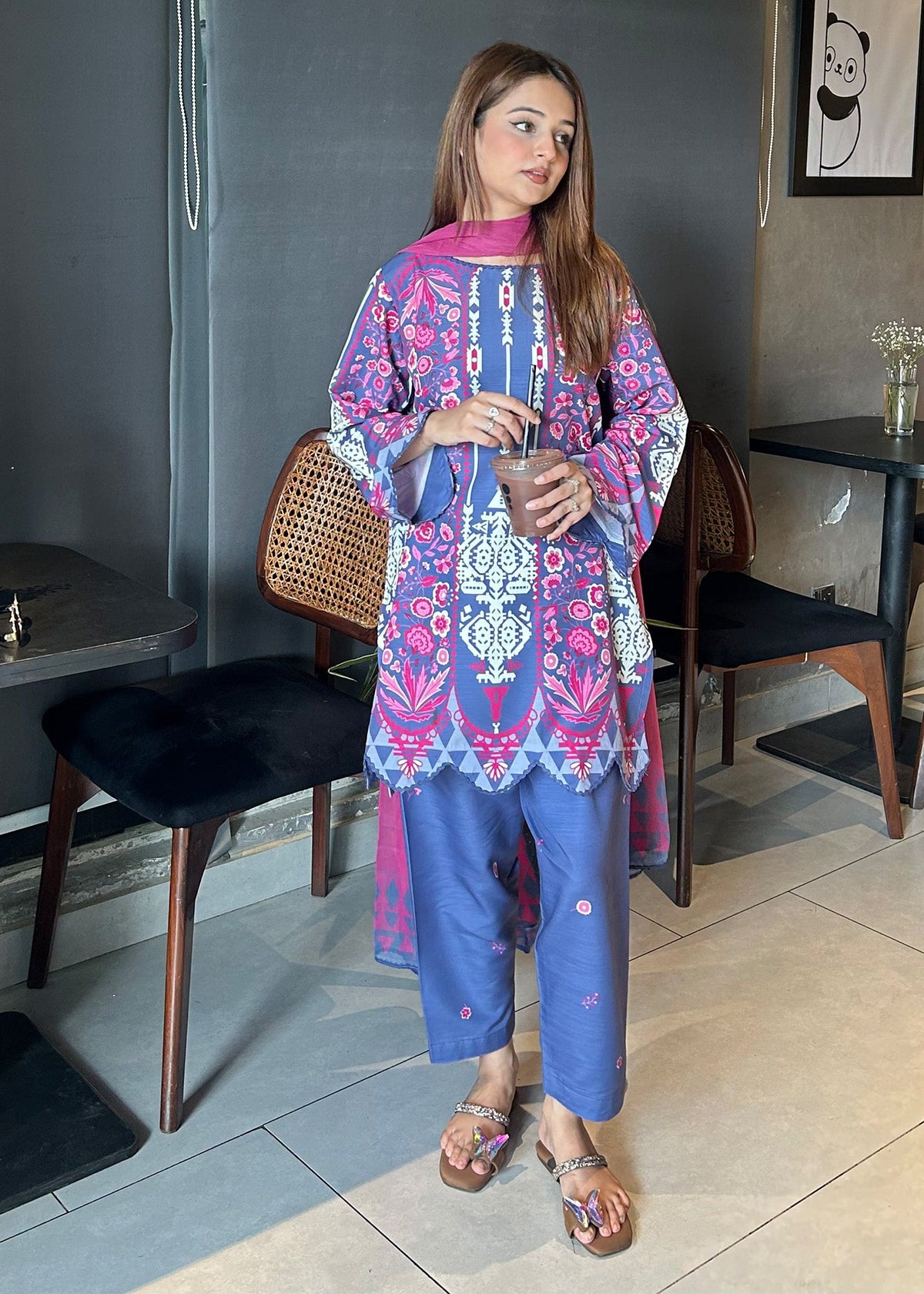 Multi Printed Raw Silk Pakistani Salwar Suit Online in Sri Lanka India Australia
