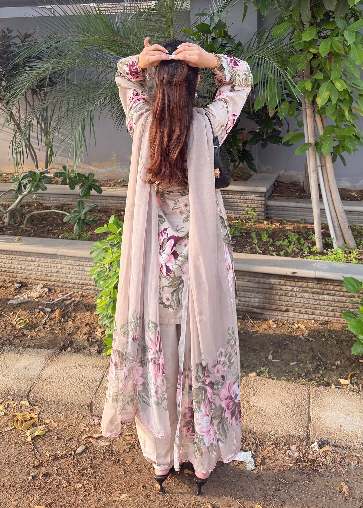 Multi Printed Raw Silk Pakistani Suit Online in Dubai DXB UAE Abudhabi Meena Bazaar