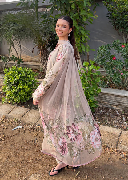 Multi Printed Raw Silk Salwar Suit Online in Dubai UAE Abudhabi Ajman Sharjah