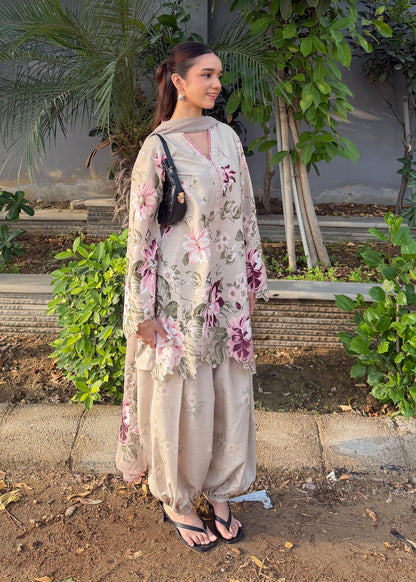Multi Printed Raw Silk Shalwar Kameez Online in Sri Lanka India Australia