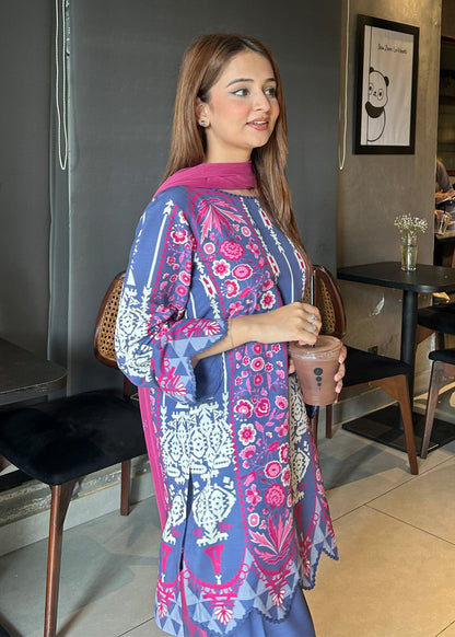 Multi Printed Raw Silk Short Kurta Set Online in Dubai UAE Abudhabi Ajman Sharjah