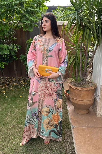 Multi Printed Satin Silk Kaftan Online in Dubai UAE Abudhabi Ajman Sharjah