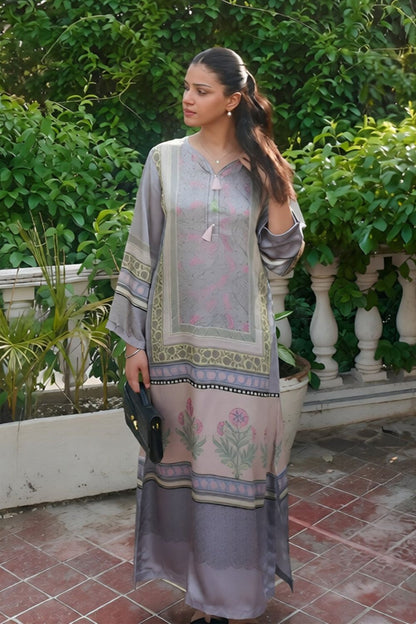 Multi Printed Satin Silk Kaftan Online in Dubai UAE Abudhabi Ajman Sharjah