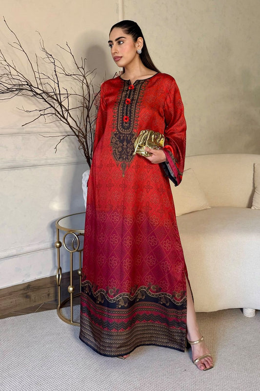 Multi Printed Satin Silk Kaftan Online in Dubai UAE Abudhabi Ajman Sharjah