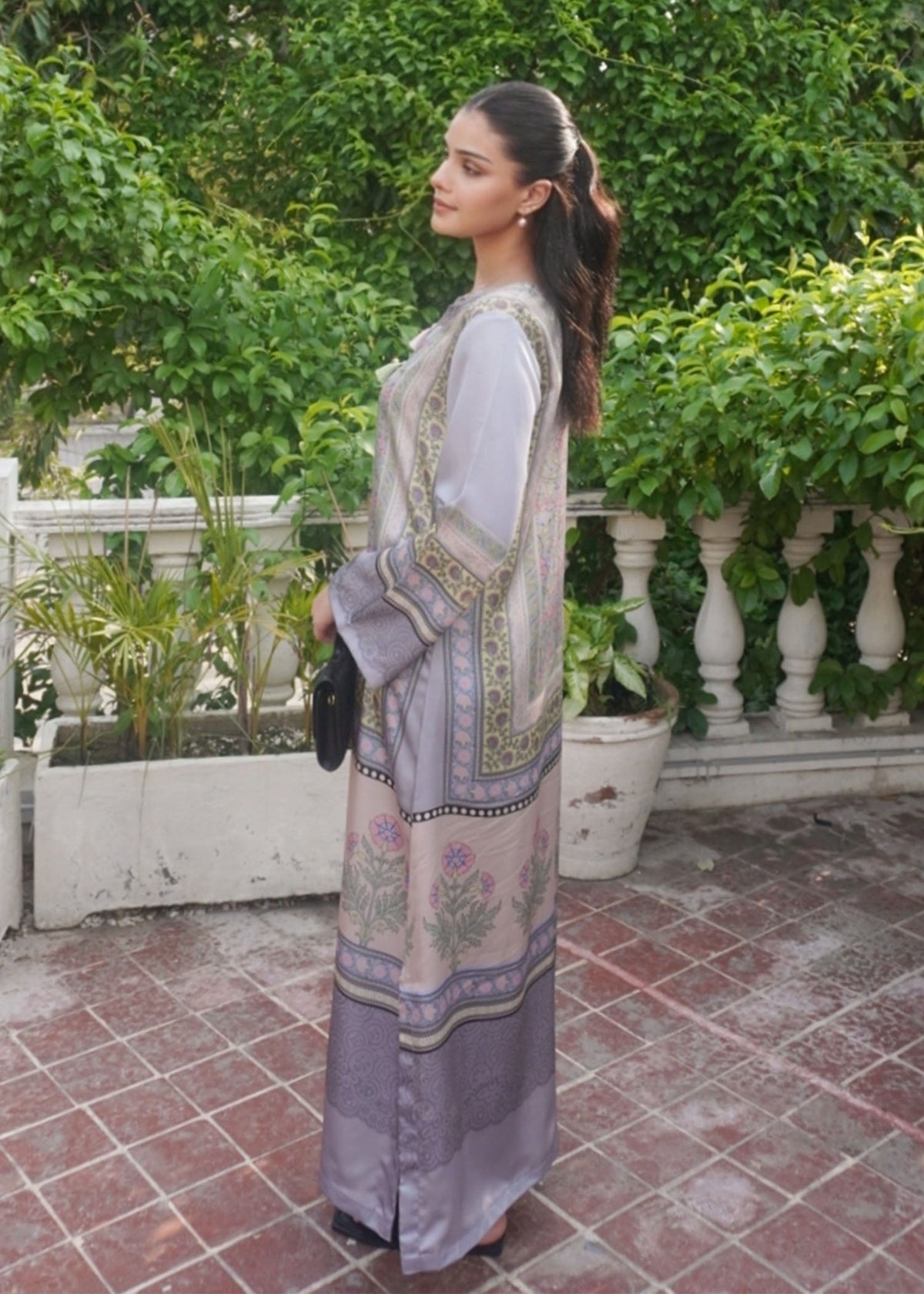 Multi Printed Satin Silk Partywear Kaftan Online in Sri Lanka India Australia