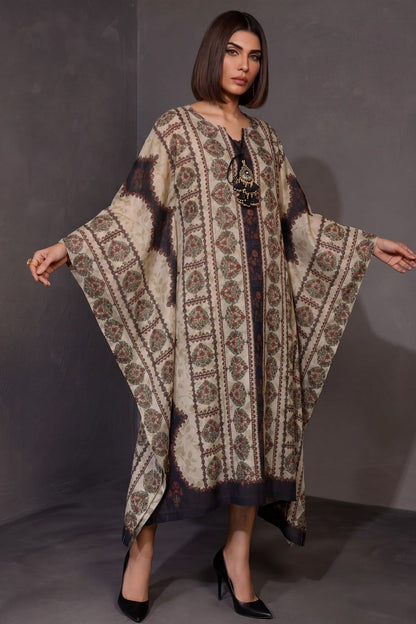 Multi Printed Textured Lawn Kaftan Online in Dubai UAE Abudhabi Ajman Sharjah
