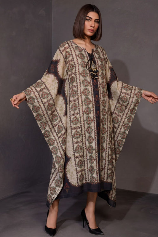 Multi Printed Textured Lawn Kaftan Online in Dubai UAE Abudhabi Ajman Sharjah