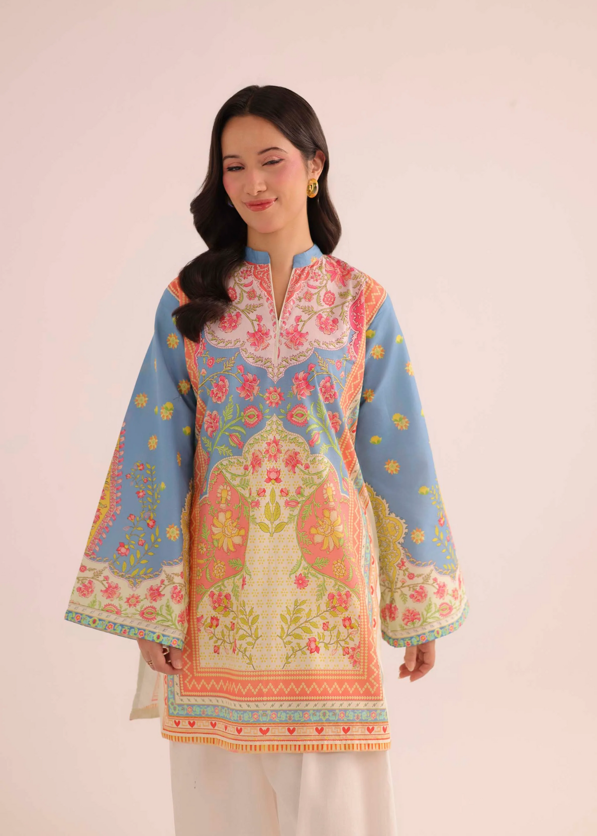 Multi Shade Digital Lawn Kurti Online in Dubai DXB UAE Abudhabi Meena Bazaar