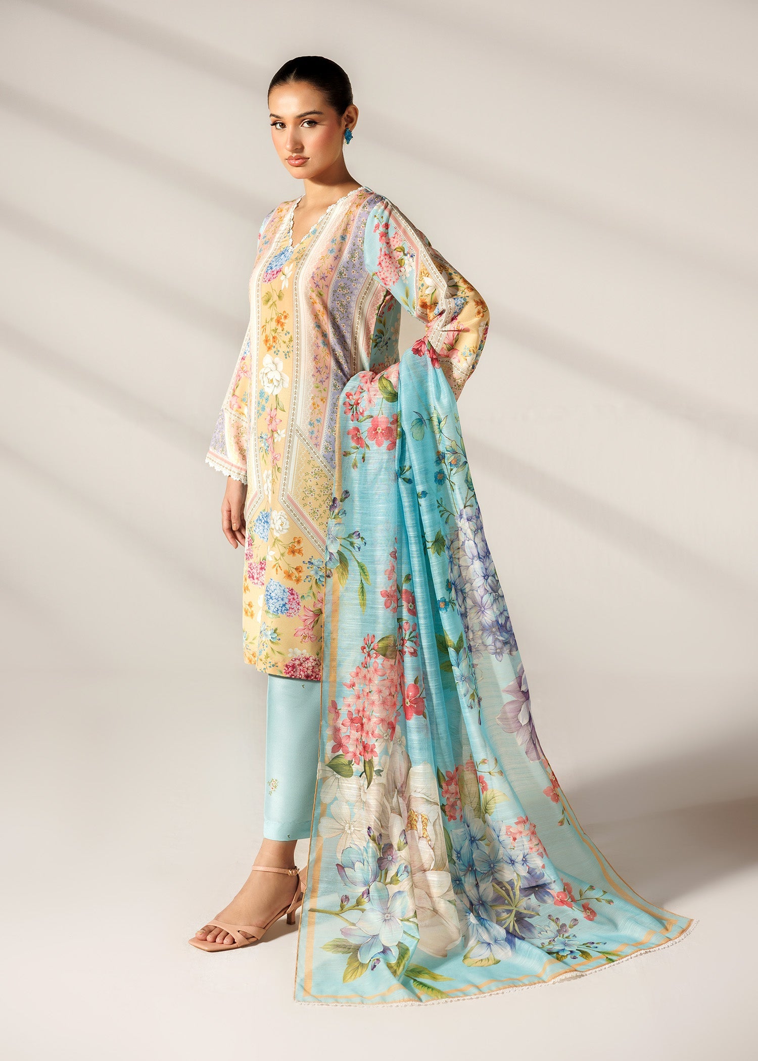 Multi Shade Printed Lawn Salwar Suit for Women Online in Dubai UAE Abudhabi Ajman Sharjah