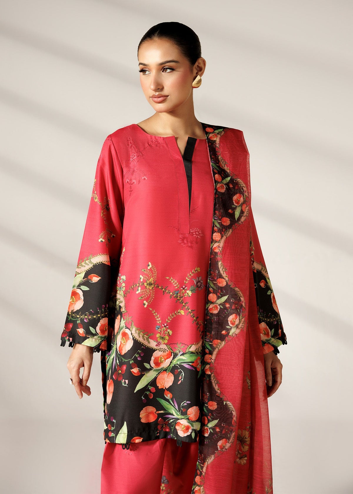 Multi Shade Silk Finish Lawn Shalwar Suit Online in Dubai UAE Abudhabi Ajman Sharjah