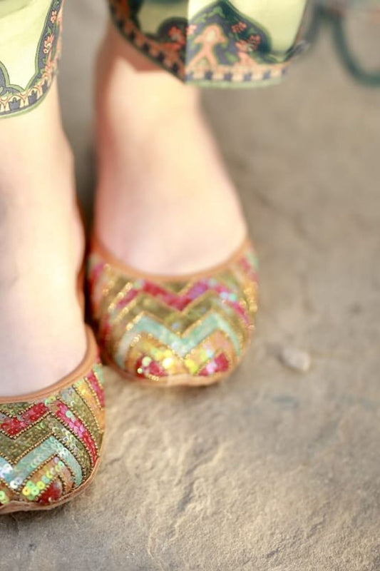 Multi Silk Hand Embellished Khussa Online in Dubai UAE Abudhabi Ajman Sharjah