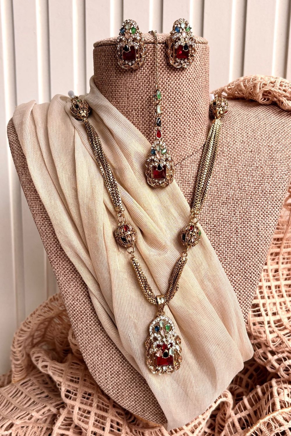 Multi Stone Antique Turkish Malaa Jewellery Set Online in Dubai UAE Abudhabi Ajman Sharjah
