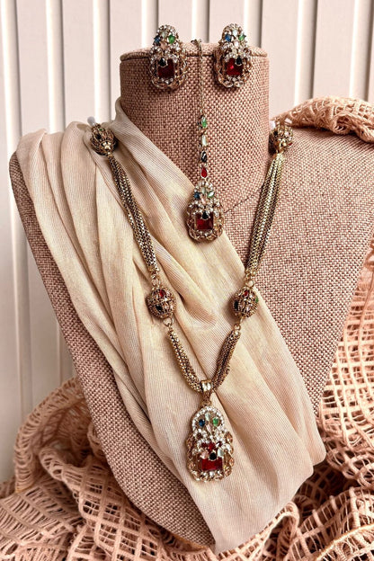 Multi Stone Antique Turkish Malaa Jewellery Set Online in Dubai UAE Abudhabi Ajman Sharjah