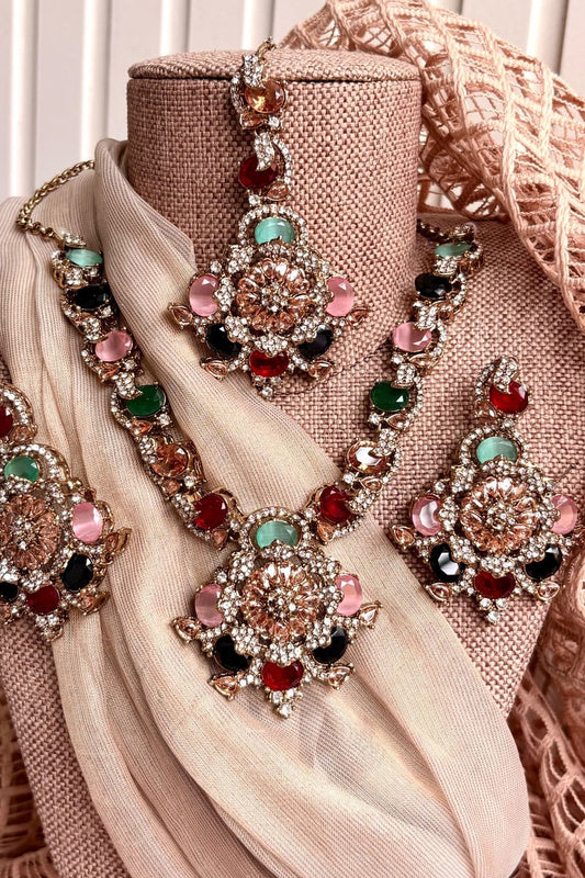 Multi Stone Turkish Necklace Set Online in Dubai UAE Abudhabi Ajman Sharjah