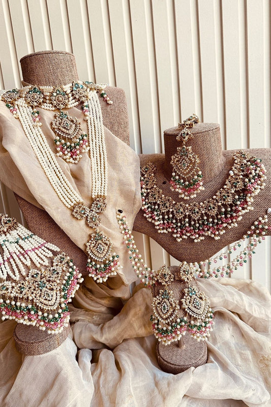 Multi Stone Work Bridal Jewellery Set Online in Dubai UAE Abudhabi Ajman Sharjah