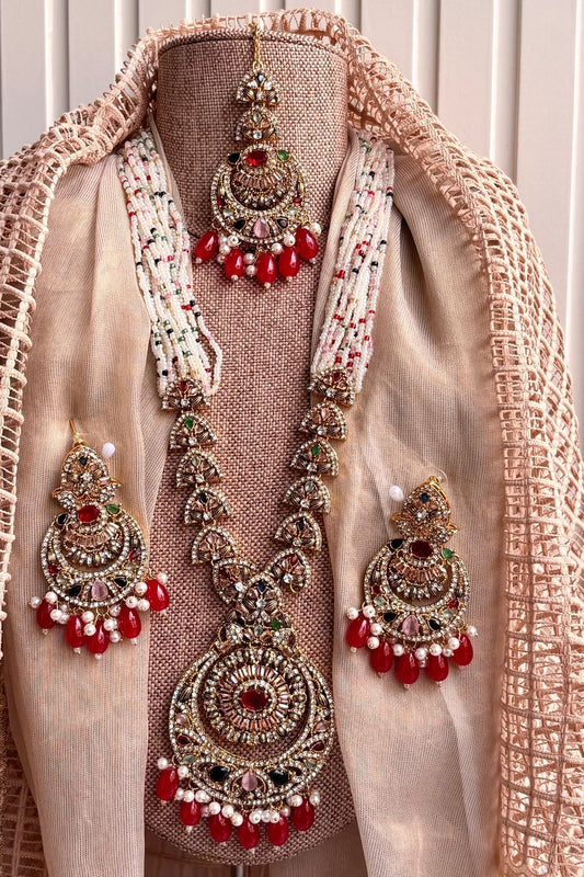 Multi Stone Work Malaa Necklace Set Online in Dubai UAE Abudhabi Ajman Sharjah
