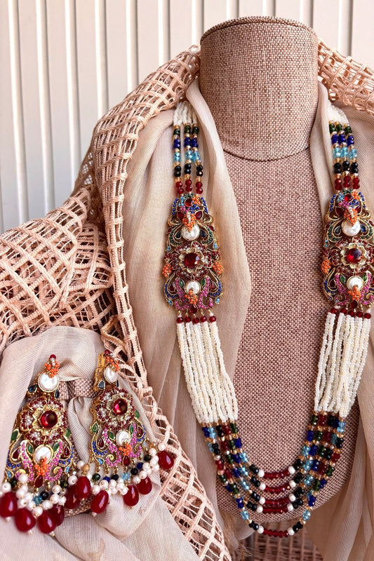 Multi Stone Work Turkish Malaa Jewellery Set Online in Dubai UAE Abudhabi Ajman Sharjah