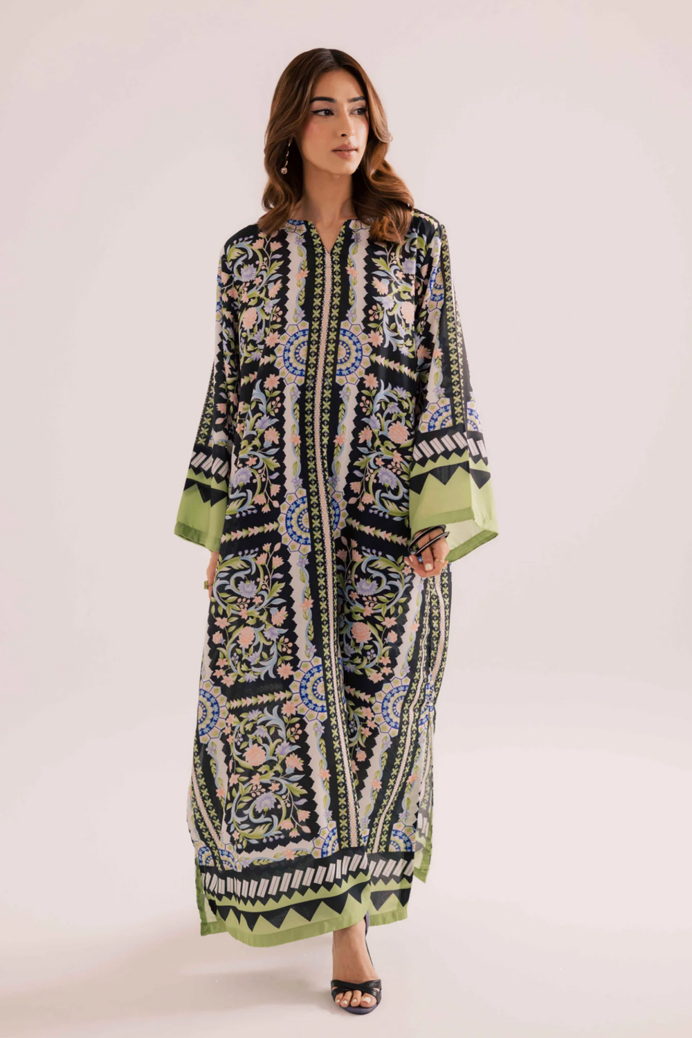 Multi Sublimation Printed Raw Silk Kaftan Online in Dubai UAE Abudhabi Ajman Sharjah