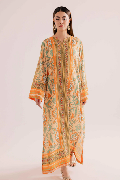Multi Sublimation Printed Raw Silk Kaftan Online in Dubai UAE Abudhabi Ajman Sharjah