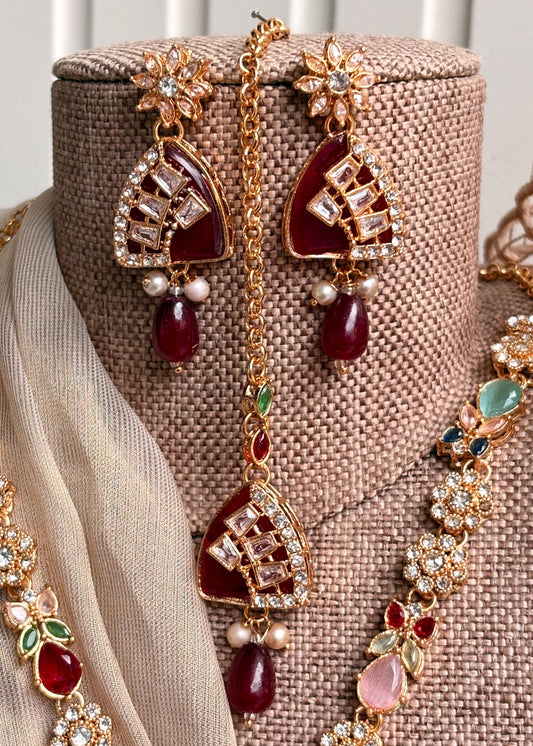 Multi Vareesha Turkish Malaa Jewelry Set Online in UK USA Canada