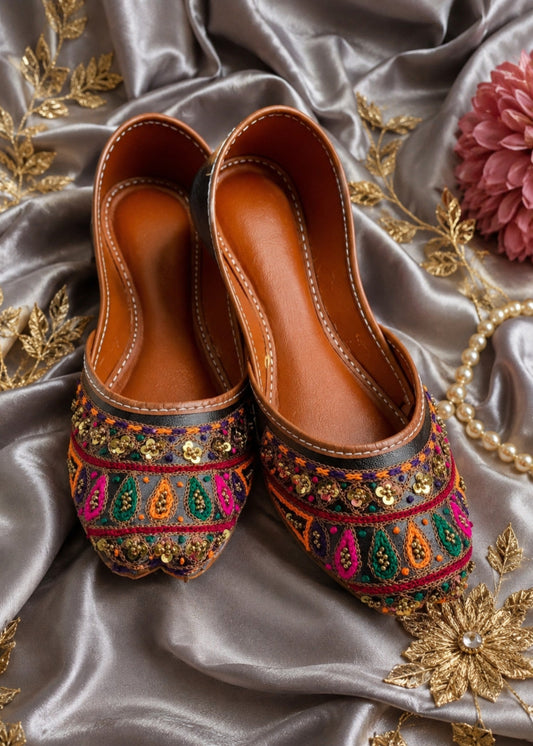 Multicolor Embroidered Ethnic Footwear for Women Online in Sri Lanka India Australia