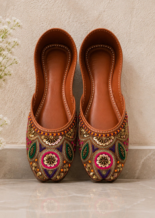Multicolor Embroidered Ethnic Footwear Online in Sri Lanka India Australia