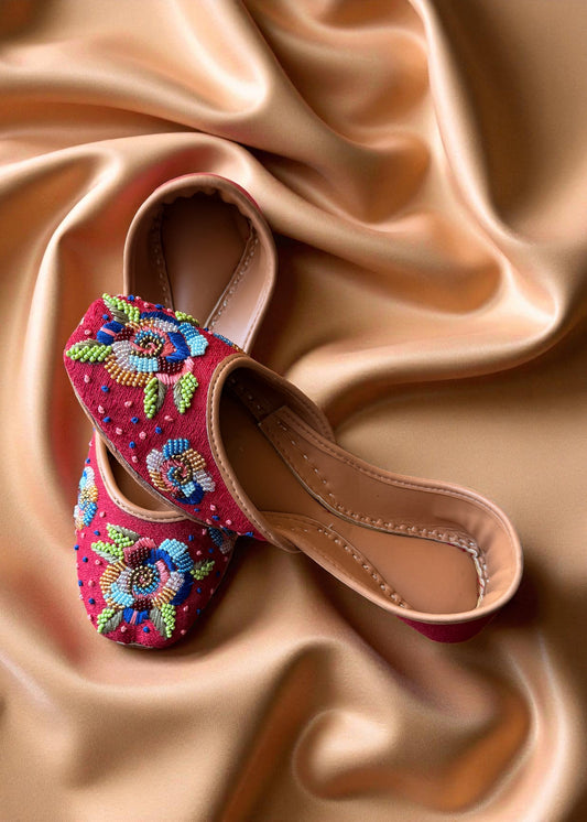 Multicolor Embroidered Leather Khussa Online in KSA Riyadh Saudi Arabia Oman Bahrain Qatar