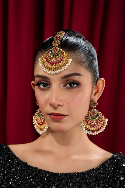 Multicolor Gold Plated Kundan Jewellery Set Online in Dubai UAE Abudhabi Ajman Sharjah