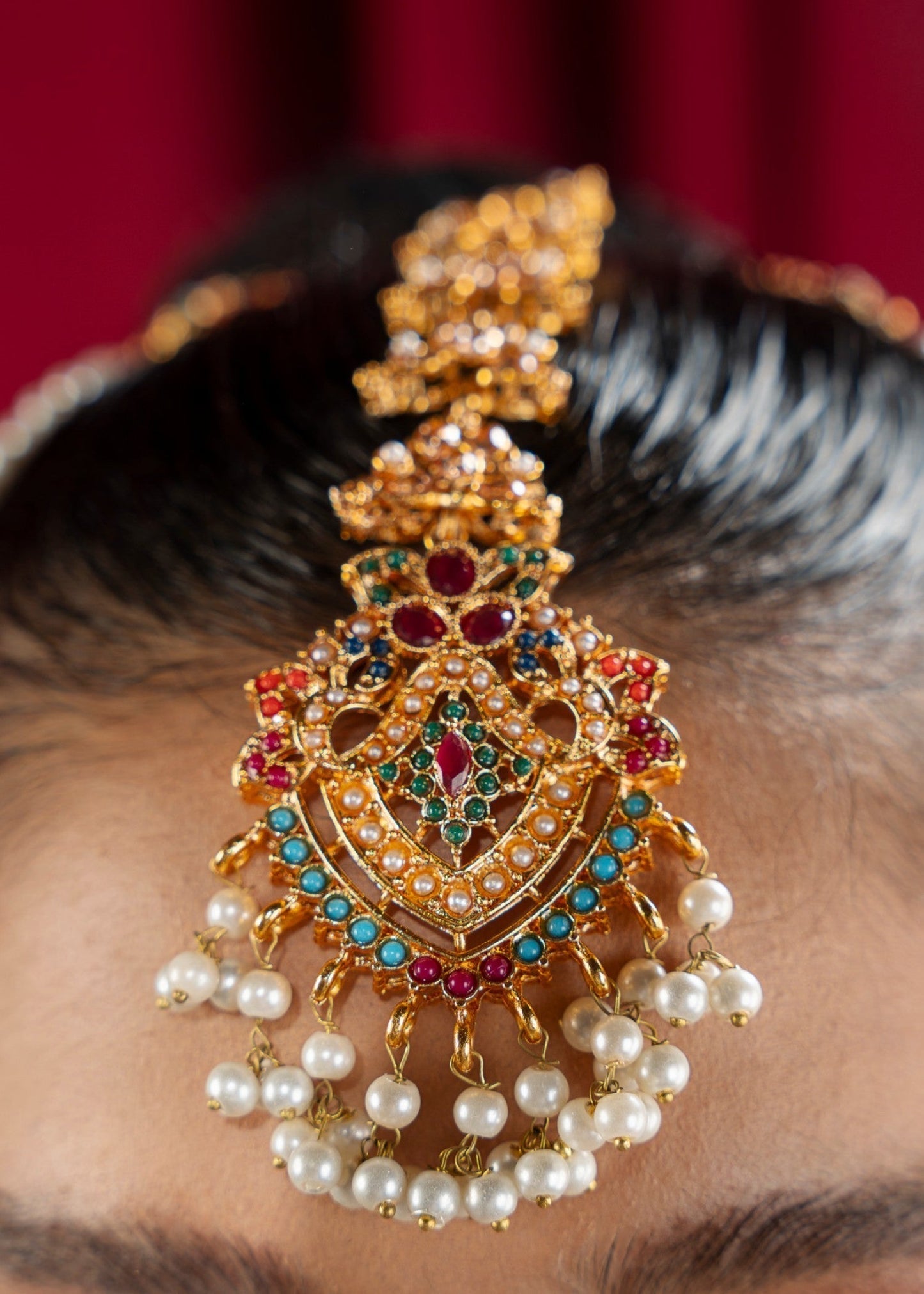 Multicolor Nauratan Earrings and Tikka Set Online in Sri Lanka India Australia