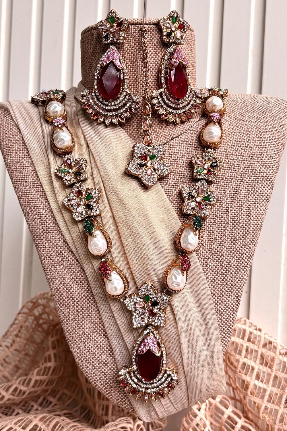 Multicolor Stone Work Jewellery Set Online in Dubai UAE Abudhabi Ajman Sharjah
