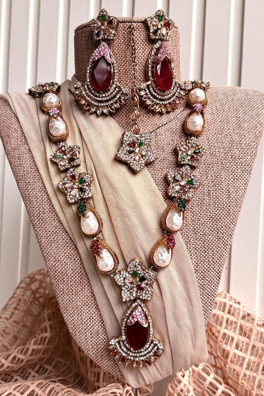 Multicolor Stone Work Jewellery Set Online in Dubai UAE Abudhabi Ajman Sharjah