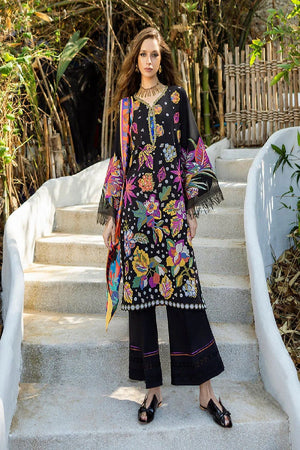 multicolor Hand Embellished Chikankari Lawn Suit Online in Dubai UAE Abudhabi Ajman Sharjah