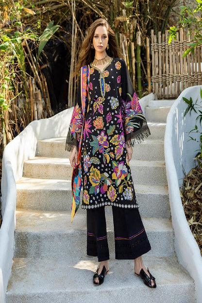 multicolor Hand Embellished Chikankari Lawn Suit Online in Dubai UAE Abudhabi Ajman Sharjah