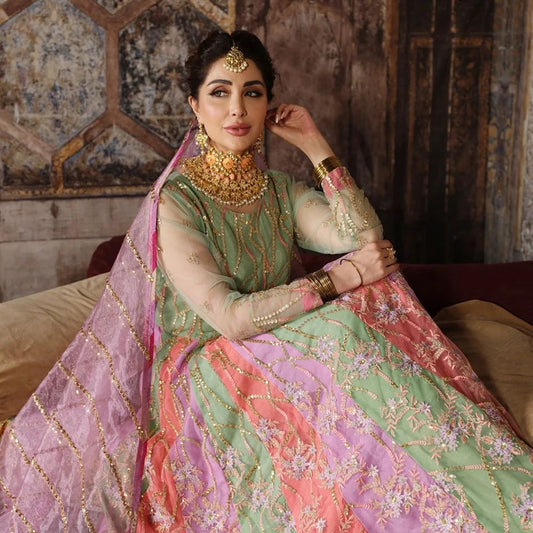Sequins Embroidered Multicolor Anarkali