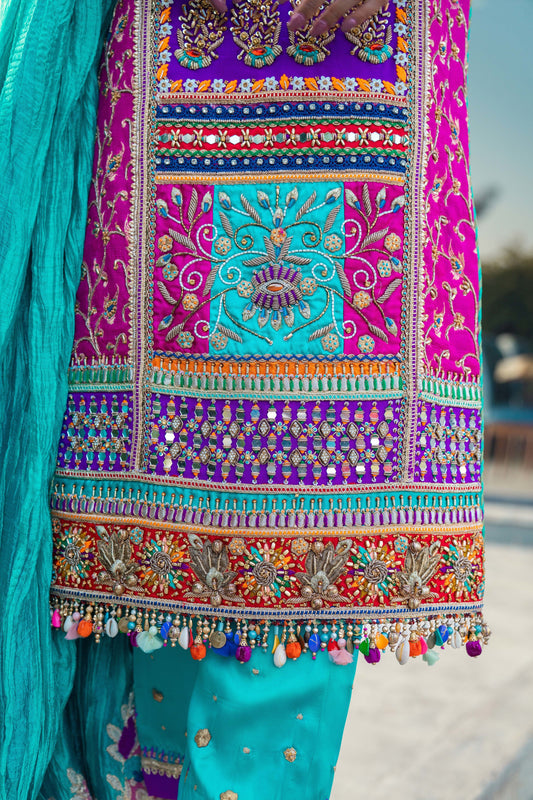 Hand Embroidered Pure Banarsi & Resham Mesuri Suit