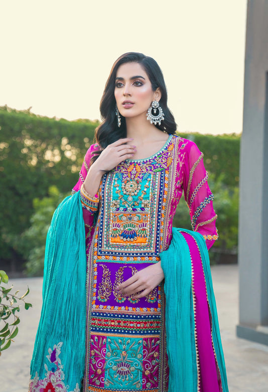 Hand Embroidered Pure Banarsi & Resham Mesuri Suit