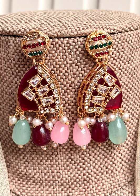 Multicolour Turkish Style Choker Necklace Set for Mehndi Online in KSA Riyadh Saudi Arabia Oman Bahrain Qatar