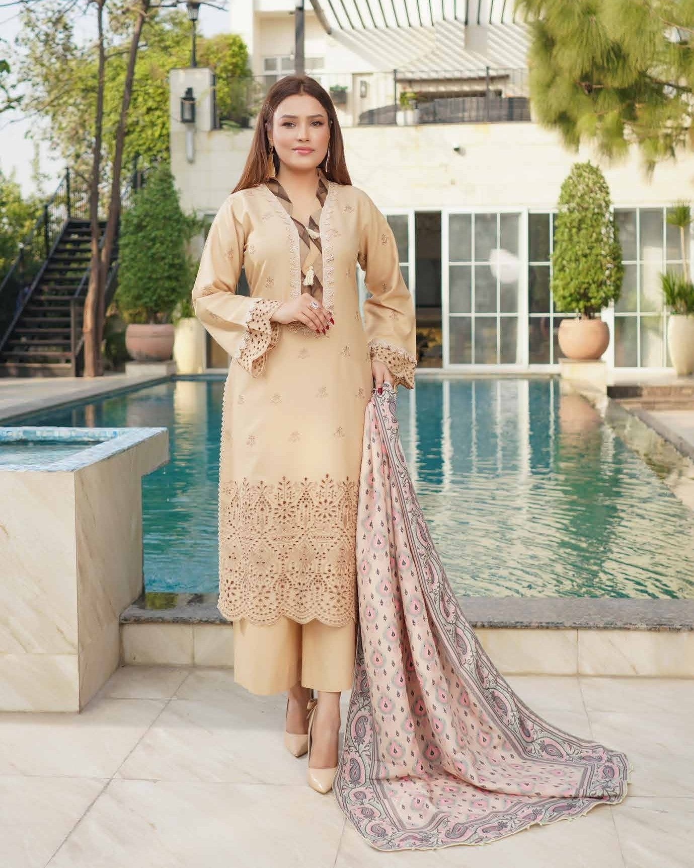 Munira Maan Msl 04 Printed Wool Shawl Suit Online in Sri Lanka India Australia