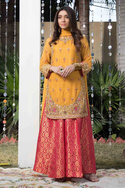 Mustard Adda Work Chiffon Sharara Gharara Online in Dubai UAE Abudhabi Ajman Sharjah